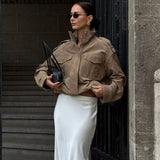 Women's Stand Collar Suede Texture Jacket