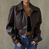 Retro PU Leather Women Jacket